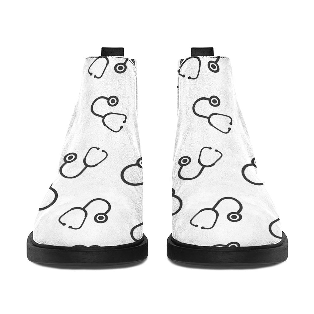 Stethoscope Sign Pattern Print Flat Ankle Boots