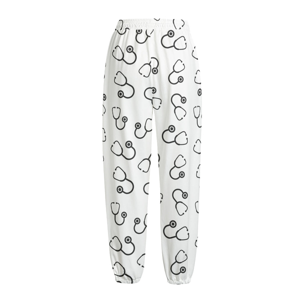 Stethoscope Sign Pattern Print Fleece Lined Knit Pants
