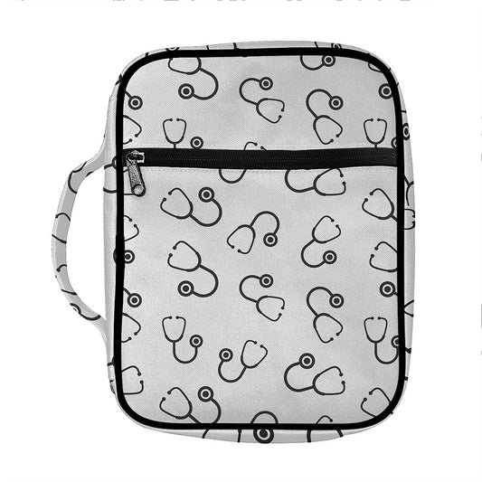 Stethoscope Sign Pattern Print Front Pocket Bible Bag
