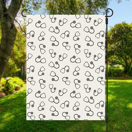 Stethoscope Sign Pattern Print Garden Flag