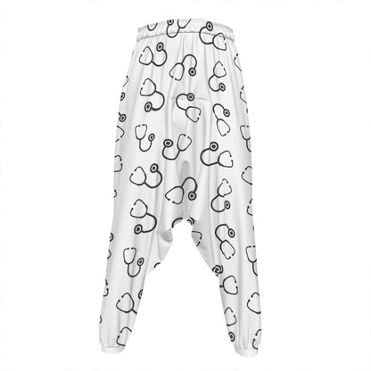 Stethoscope Sign Pattern Print Hammer Pants