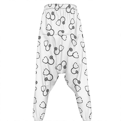 Stethoscope Sign Pattern Print Hammer Pants