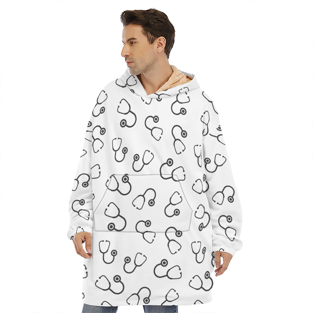 Stethoscope Sign Pattern Print Hoodie Blanket