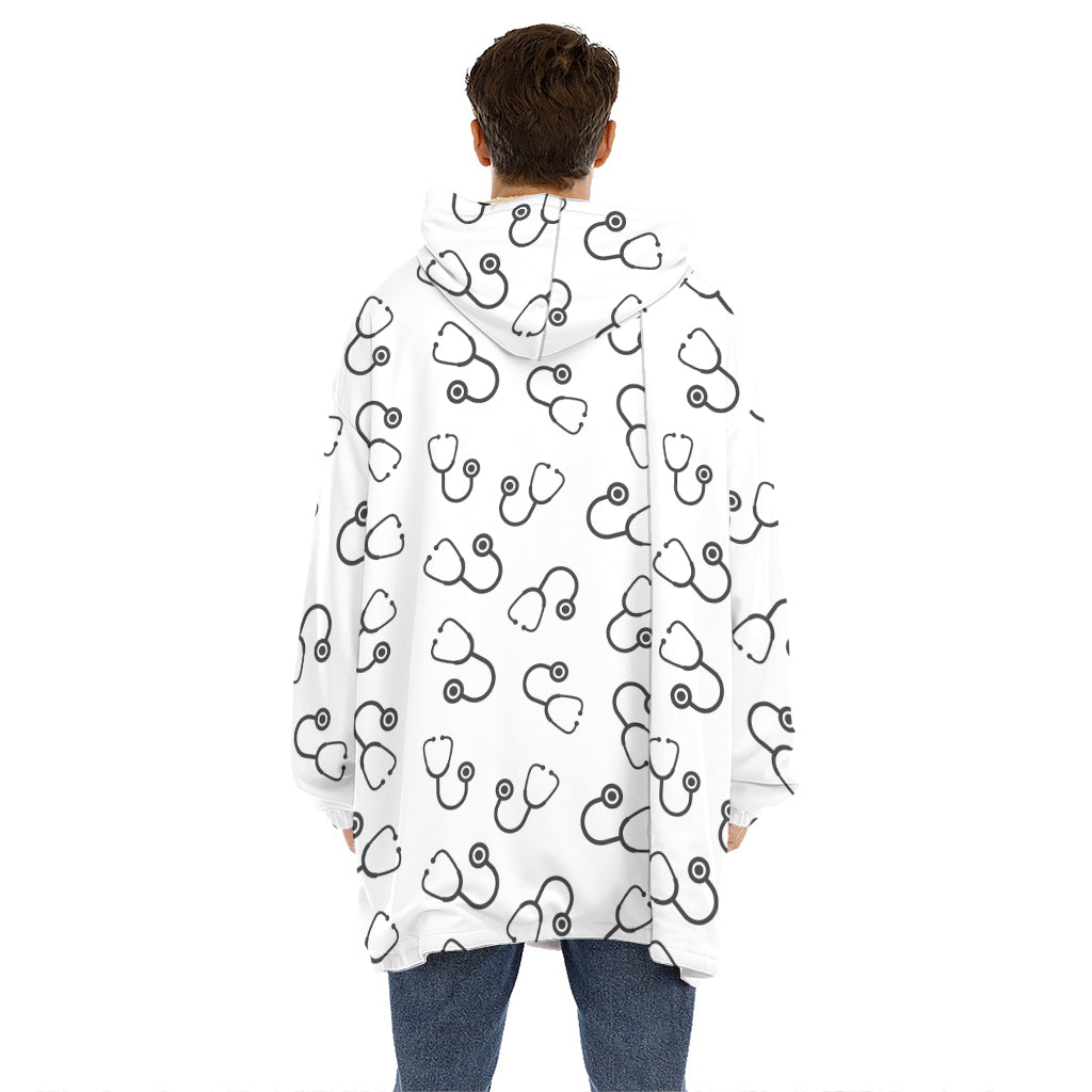Stethoscope Sign Pattern Print Hoodie Blanket