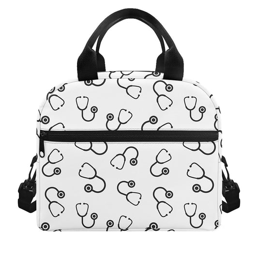 Stethoscope Sign Pattern Print Insulated Lunch Bag