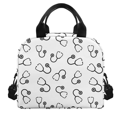 Stethoscope Sign Pattern Print Insulated Lunch Bag