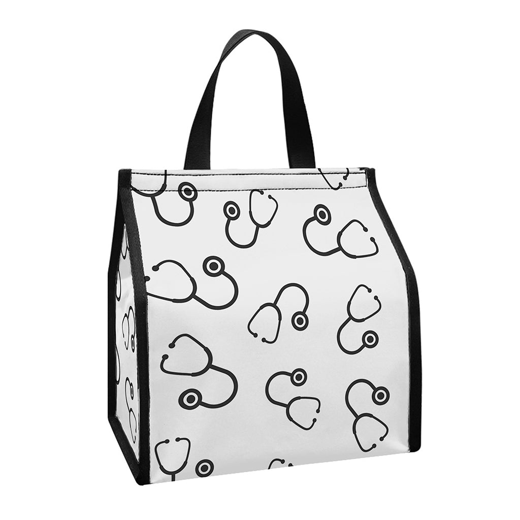Stethoscope Sign Pattern Print Insulated Lunch Tote