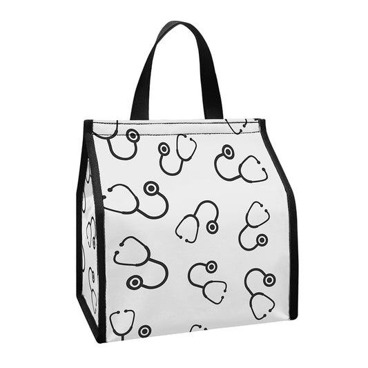 Stethoscope Sign Pattern Print Insulated Lunch Tote
