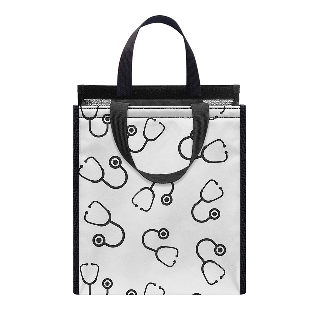Stethoscope Sign Pattern Print Insulated Lunch Tote