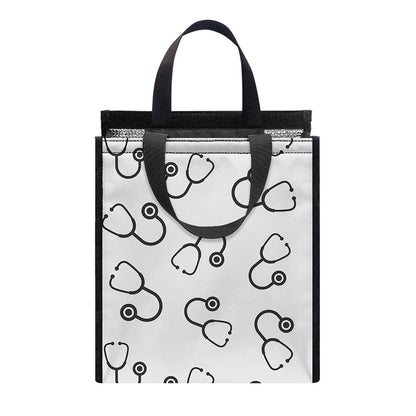 Stethoscope Sign Pattern Print Insulated Lunch Tote