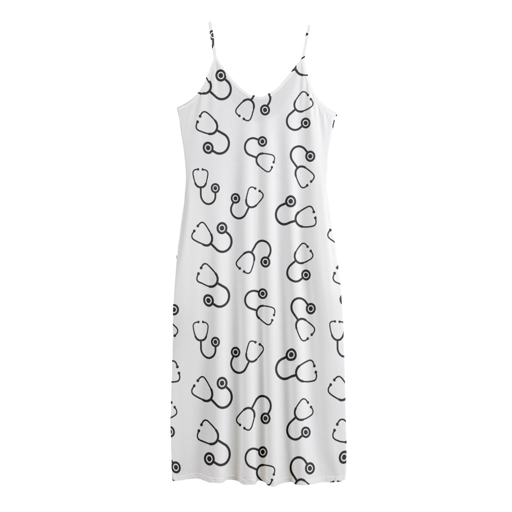 Stethoscope Sign Pattern Print Jersey Midi Cami Dress