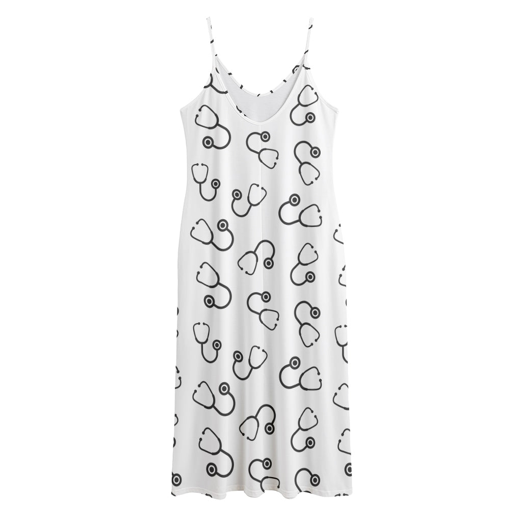 Stethoscope Sign Pattern Print Jersey Midi Cami Dress