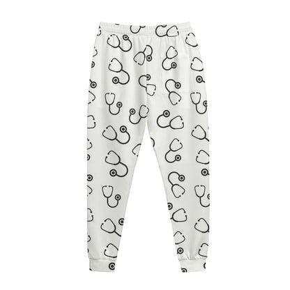 Stethoscope Sign Pattern Print Jogger Pants