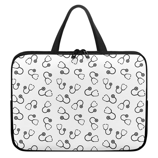 Stethoscope Sign Pattern Print Laptop Sleeve With Handle