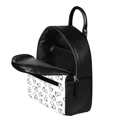Stethoscope Sign Pattern Print Leather Backpack