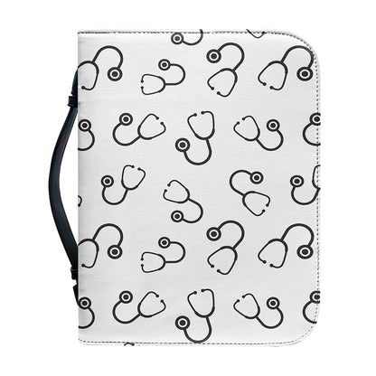 Stethoscope Sign Pattern Print Leather Bible Cover