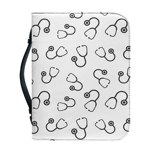 Stethoscope Sign Pattern Print Leather Bible Cover