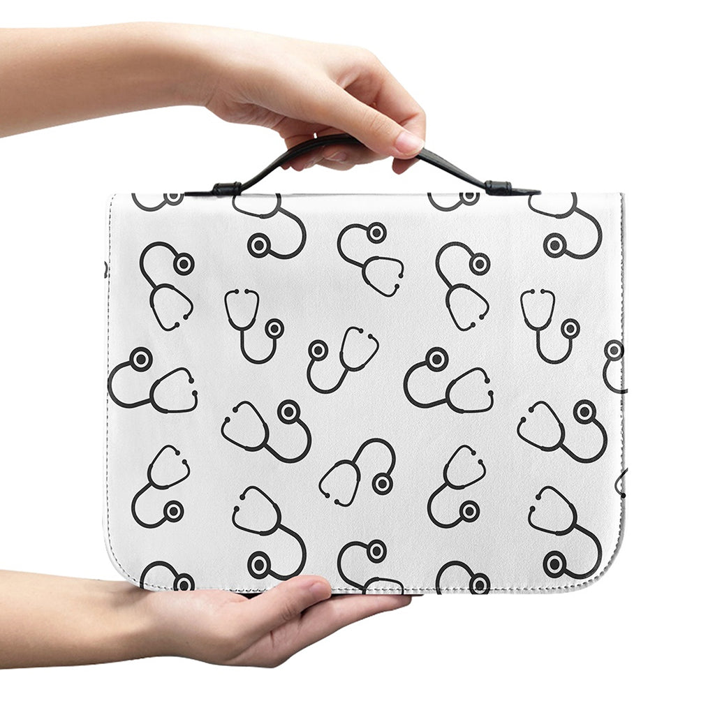 Stethoscope Sign Pattern Print Leather Bible Cover