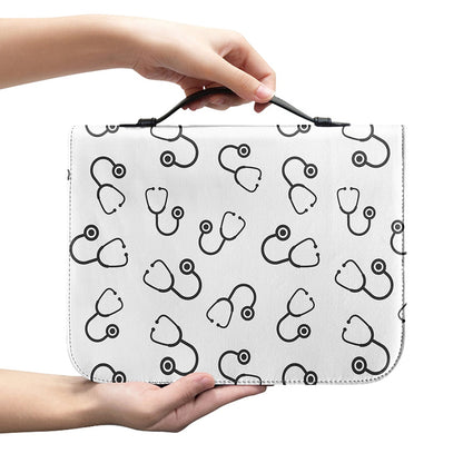 Stethoscope Sign Pattern Print Leather Bible Cover