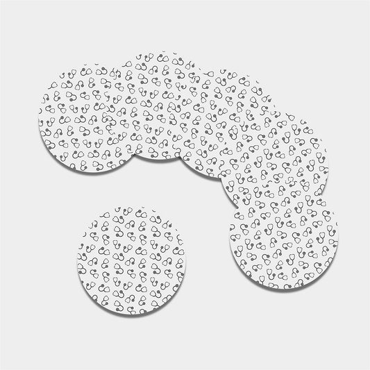 Stethoscope Sign Pattern Print Leather Coaster Set
