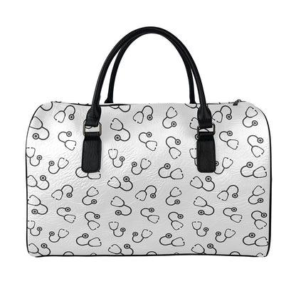 Stethoscope Sign Pattern Print Leather Duffle Bag