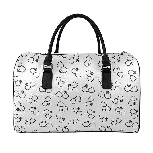 Stethoscope Sign Pattern Print Leather Duffle Bag