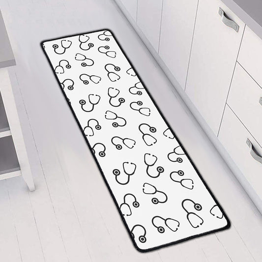 Stethoscope Sign Pattern Print Long Kitchen Mat