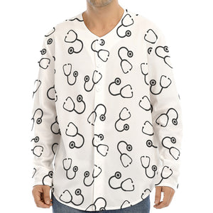 Stethoscope Sign Pattern Print Long Sleeve Baseball Jersey