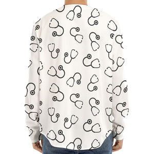 Stethoscope Sign Pattern Print Long Sleeve Baseball Jersey