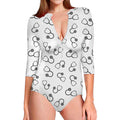 Stethoscope Sign Pattern Print Long Sleeve Swimsuit