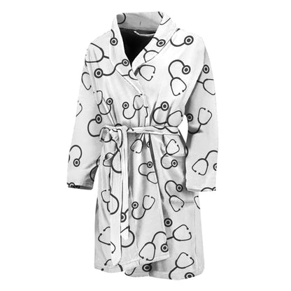 Stethoscope Sign Pattern Print Men's Bathrobe