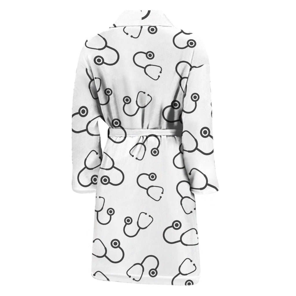 Stethoscope Sign Pattern Print Men's Bathrobe