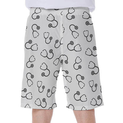 Stethoscope Sign Pattern Print Men's Beach Shorts
