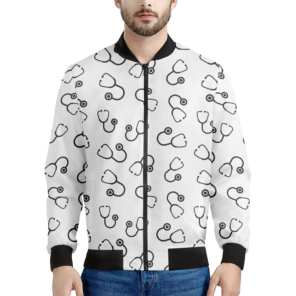 Stethoscope Sign Pattern Print Men's Bomber Jacket