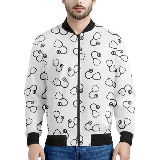 Stethoscope Sign Pattern Print Men's Bomber Jacket