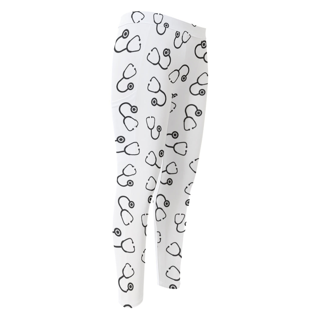 Stethoscope Sign Pattern Print Men's Compression Pants