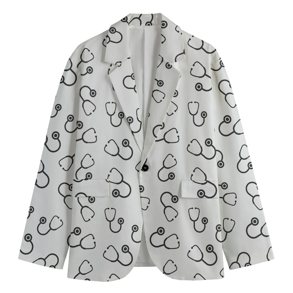 Stethoscope Sign Pattern Print Men's Cotton Blazer