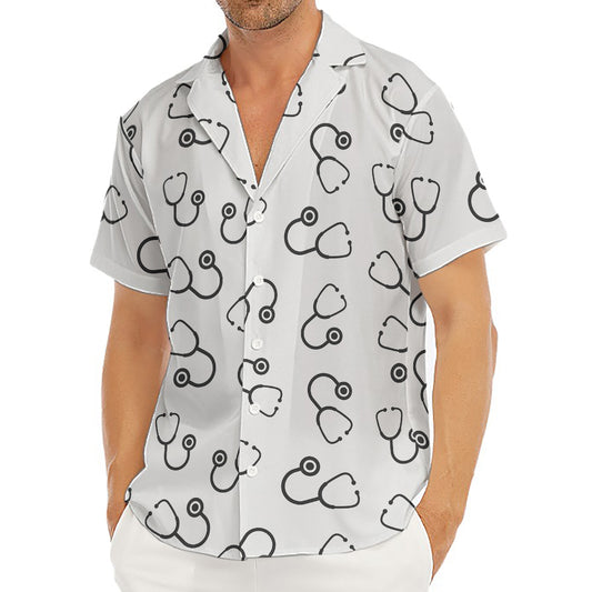 Stethoscope Sign Pattern Print Men's Deep V-Neck Shirt