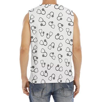 Stethoscope Sign Pattern Print Men's Fitness Tank Top