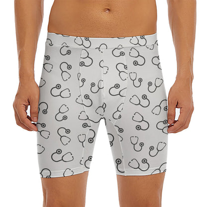 Stethoscope Sign Pattern Print Men's Long Boxer Briefs