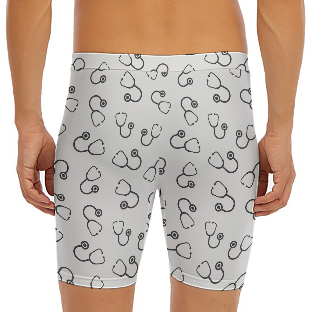 Stethoscope Sign Pattern Print Men's Long Boxer Briefs