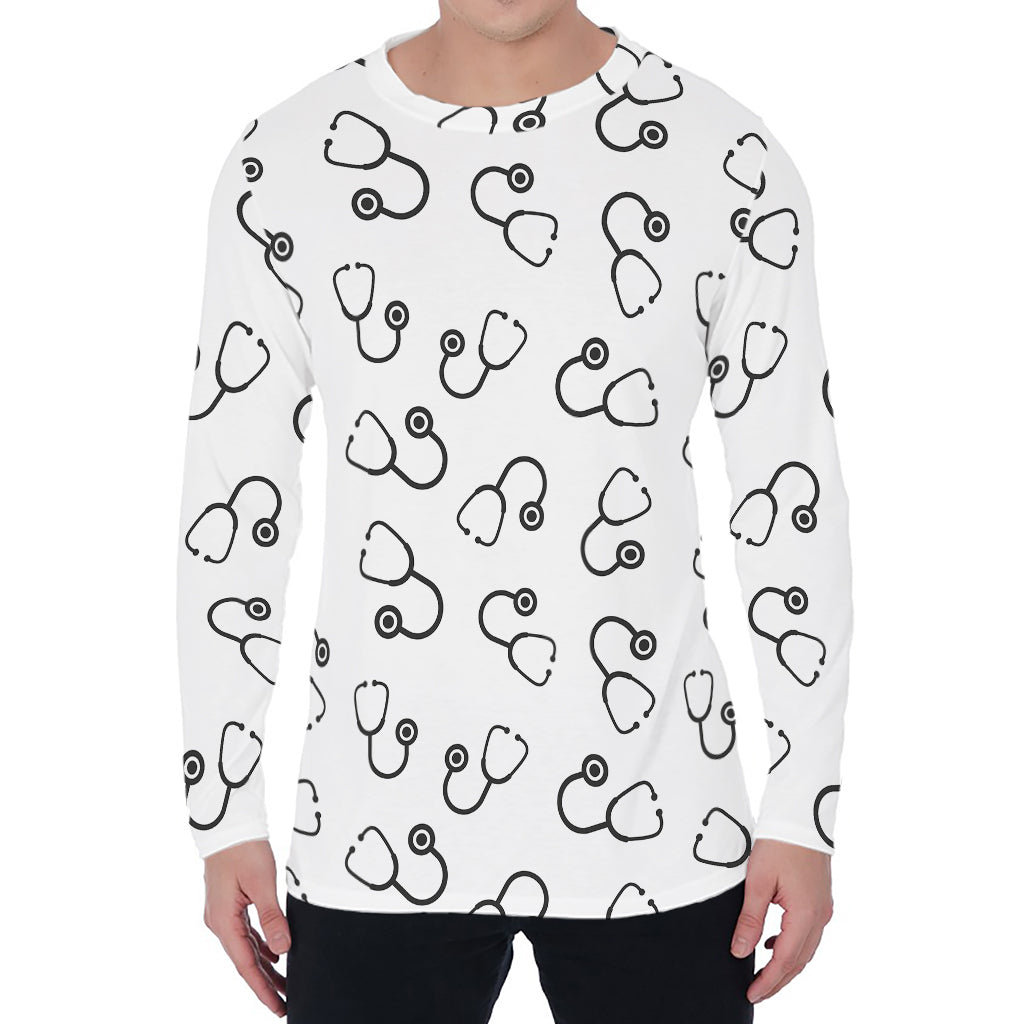 Stethoscope Sign Pattern Print Men's Long Sleeve T-Shirt