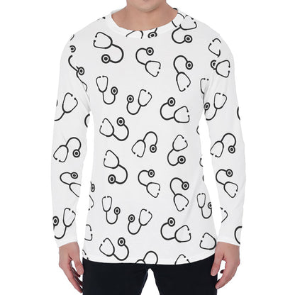 Stethoscope Sign Pattern Print Men's Long Sleeve T-Shirt
