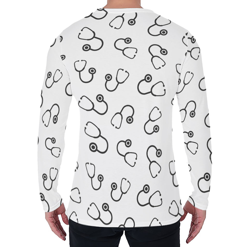 Stethoscope Sign Pattern Print Men's Long Sleeve T-Shirt