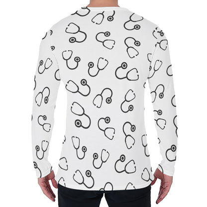 Stethoscope Sign Pattern Print Men's Long Sleeve T-Shirt