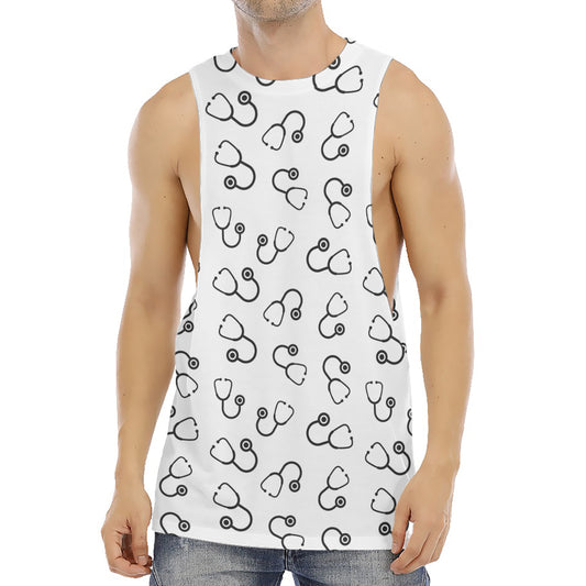 Stethoscope Sign Pattern Print Men's Muscle Tank Top