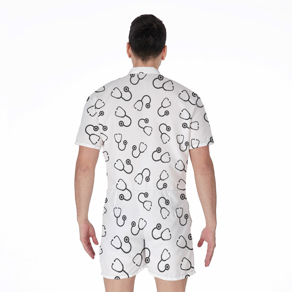 Stethoscope Sign Pattern Print Men's Rompers