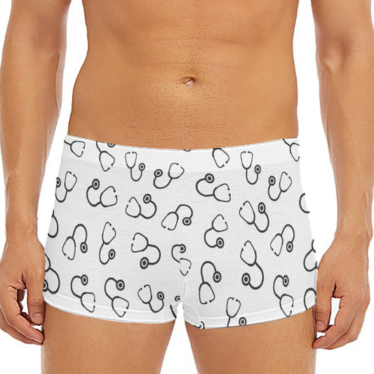 Stethoscope Sign Pattern Print Men's Short Boxer Briefs