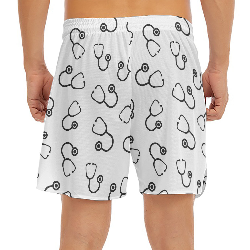 Stethoscope Sign Pattern Print Men's Split Running Shorts
