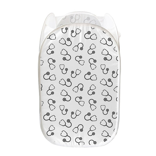 Stethoscope Sign Pattern Print Mesh Laundry Hamper